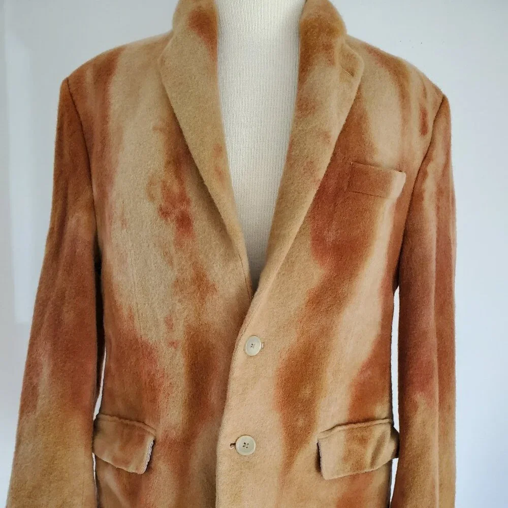 Ralph Lauren cowboy camel wool blazer small medium camo overdye brown tan 40 41